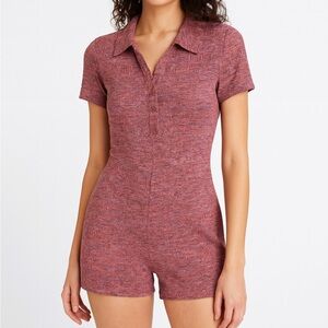 Wild Fable Textured Knit Collared Button-Front romper – Size L